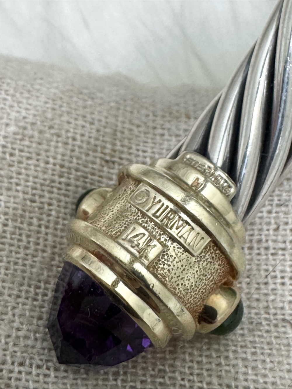 David Yurman 10mm Renaissance Amethyst Pink Tourmaline Emerald Cable Bracelet - Picture 9 of 16
